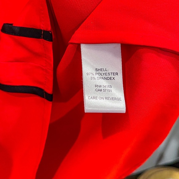 Calvin Klein SZ S Orange Long Sleeve Blouse W/ Navy Piping! - Picture 4 of 7